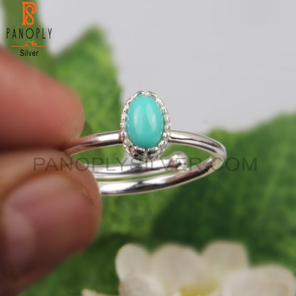 Blue Arizona Turquoise Oval Shape 925 Sterling Silver Ring