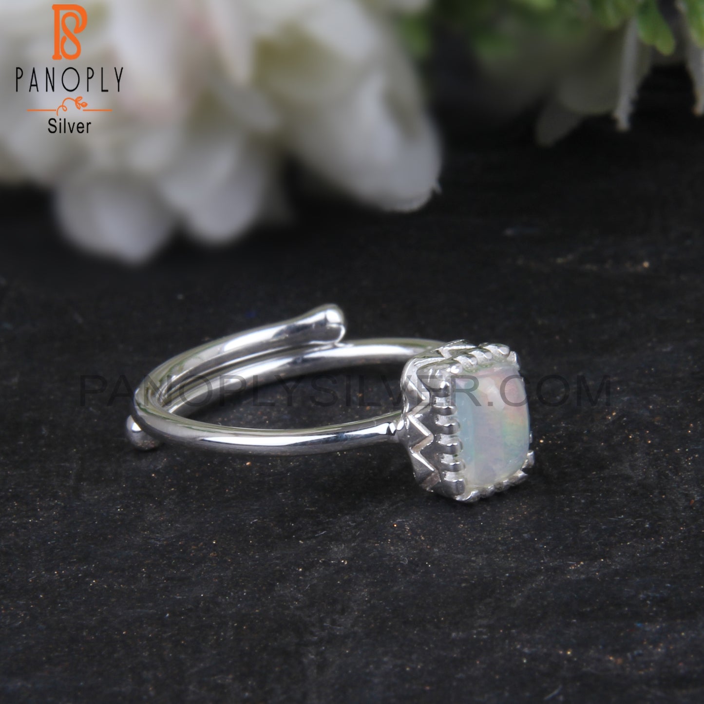 Ethiopian Opal Beguette 925 Sterling Silver Ring