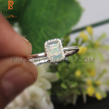 Ethiopian Opal Beguette 925 Sterling Silver Ring