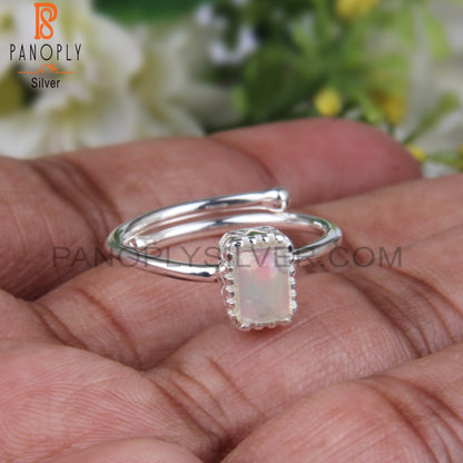 Ethiopian Opal Beguette 925 Sterling Silver Ring