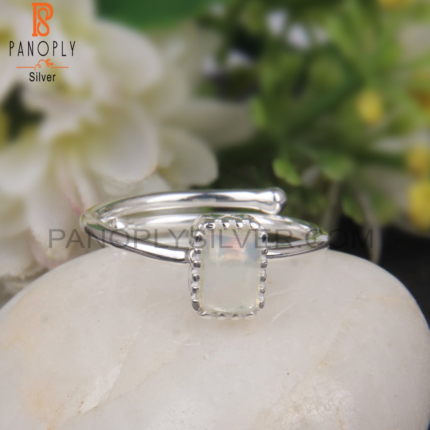 Ethiopian Opal Beguette 925 Sterling Silver Ring