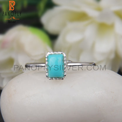 Arizona Turquoise Beguette 925 Silver Brithstone Ring