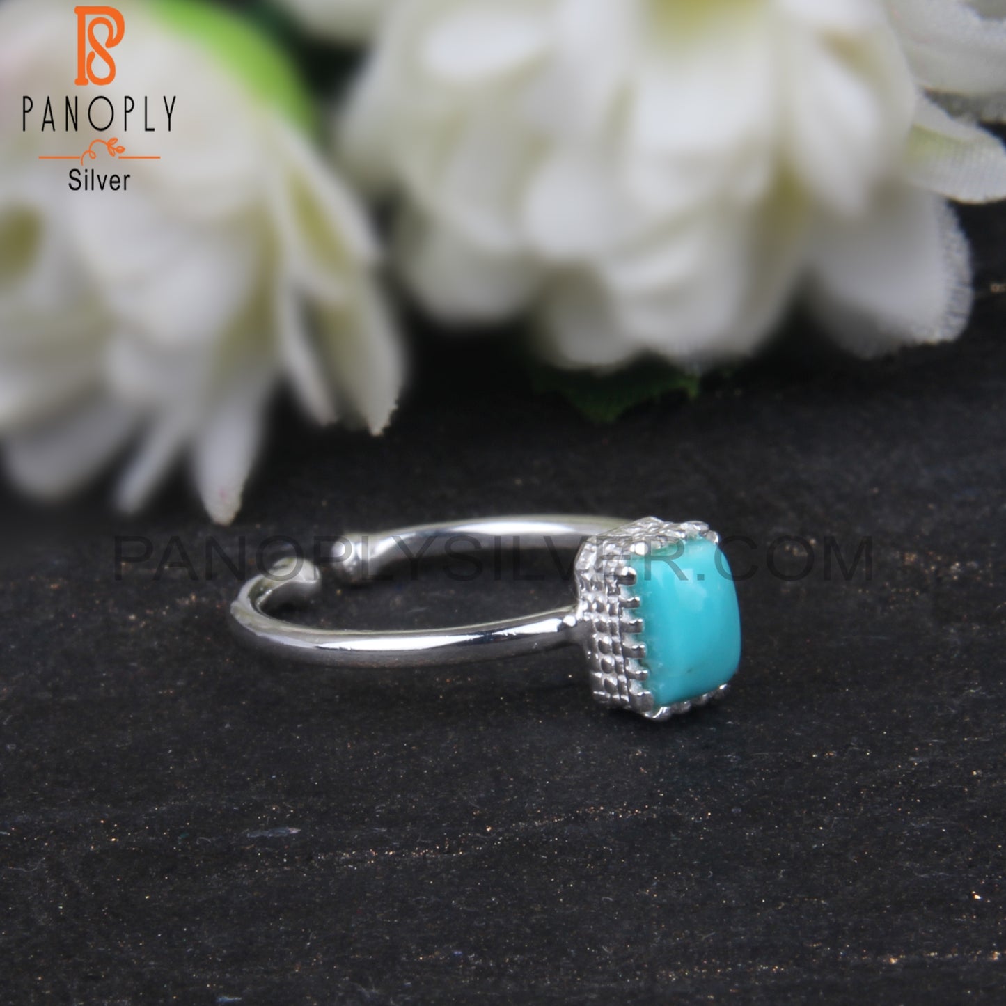 Arizona Turquoise Beguette 925 Silver Brithstone Ring