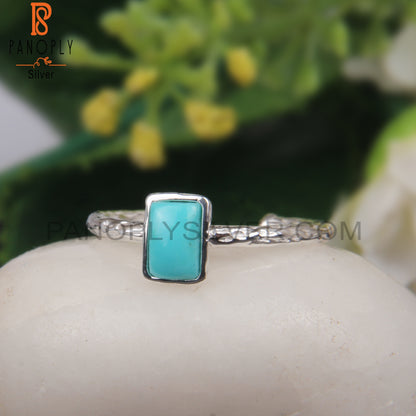 Arizona Turquoise Baguette 925 Sterling Silver Texture Ring