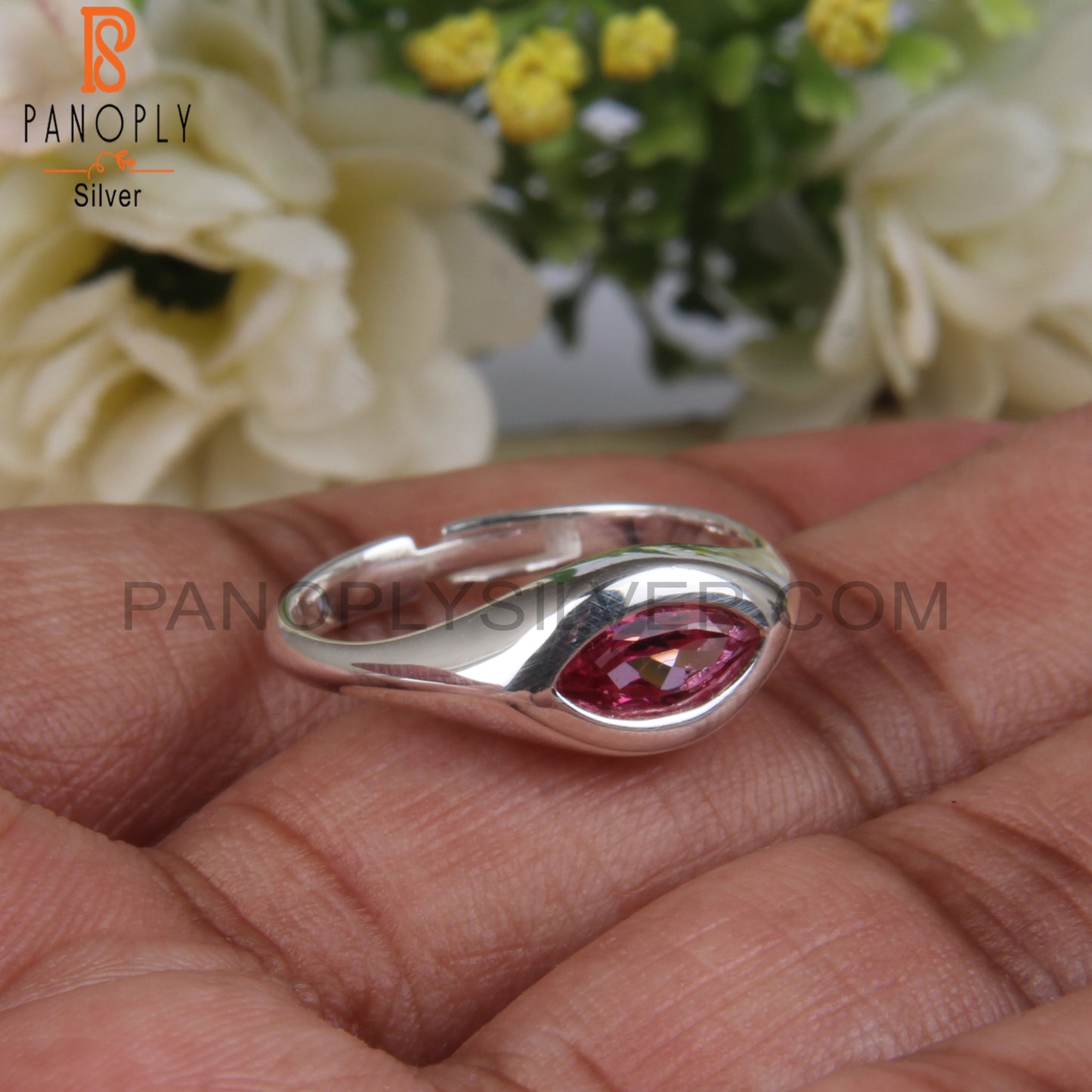 Pink Topaz Marquise 925 Sterling Silver Ring