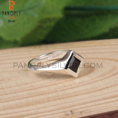 Black Spinel Square Shape 925 Sterling Silver Ring