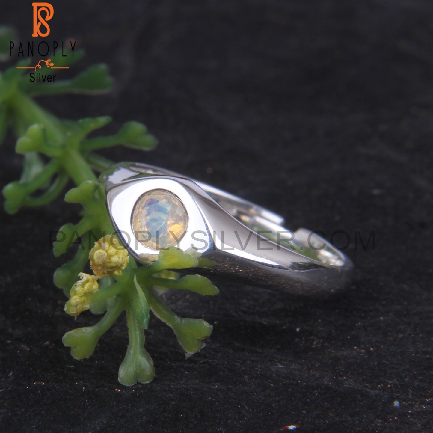Ethiopian Opal Eye 925 Sterling Silver Wedding Ring For Her
