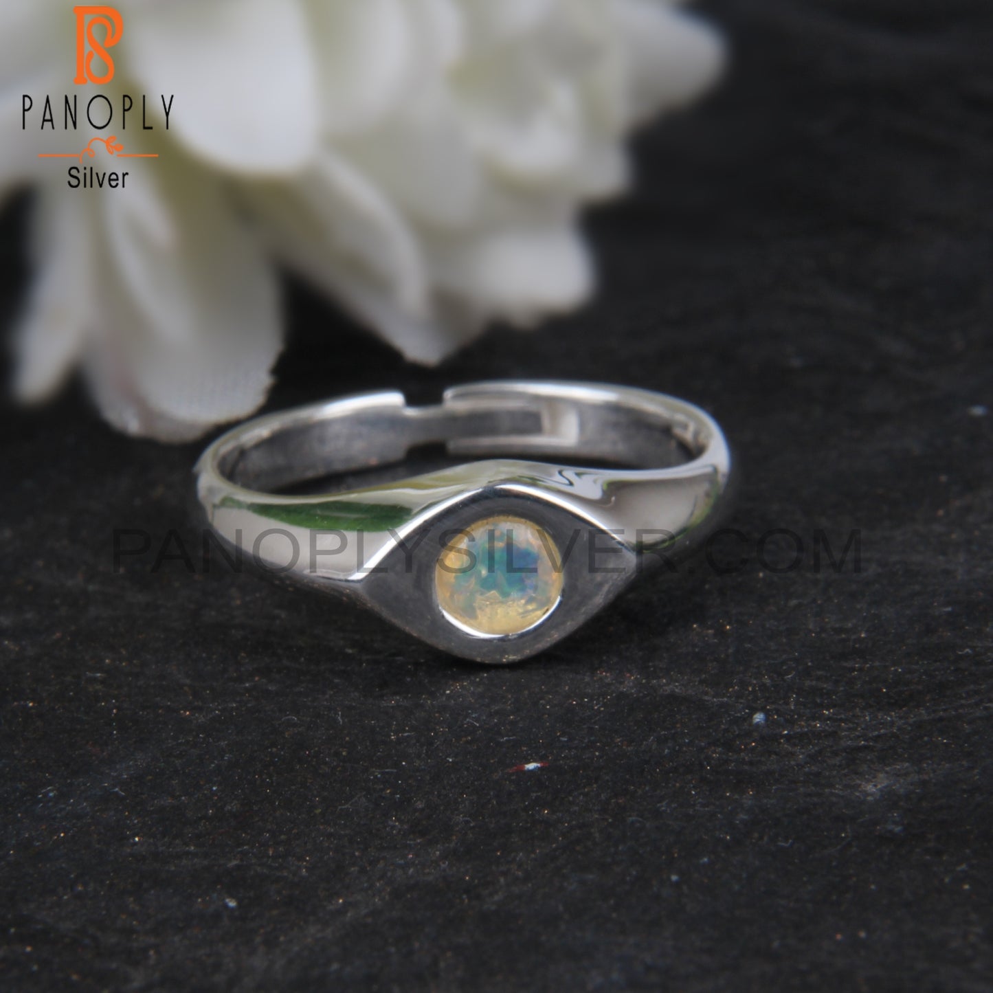 Ethiopian Opal Eye 925 Sterling Silver Wedding Ring For Her