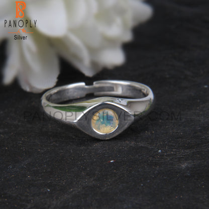 Ethiopian Opal Eye 925 Sterling Silver Wedding Ring For Her