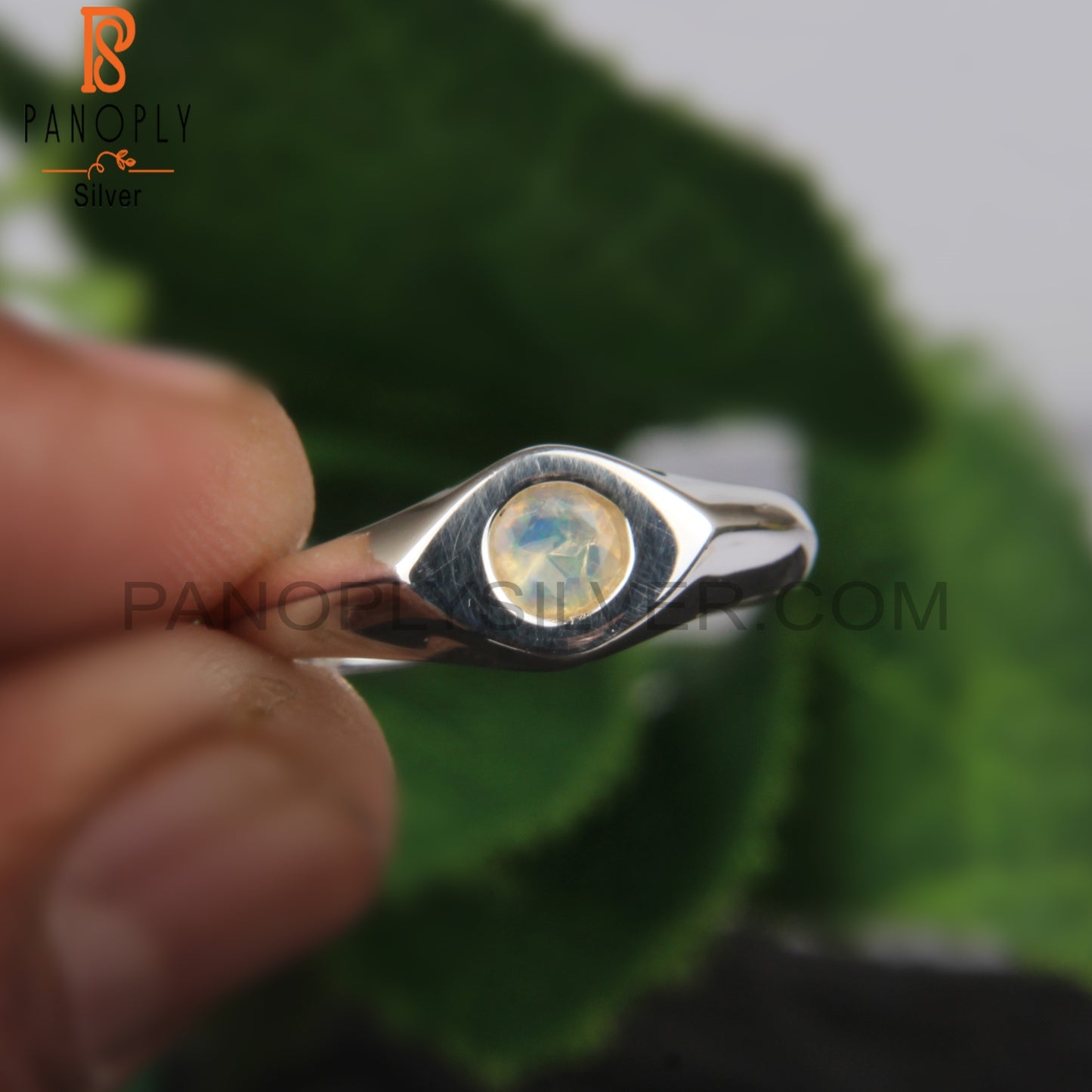 Ethiopian Opal Eye 925 Sterling Silver Wedding Ring For Her