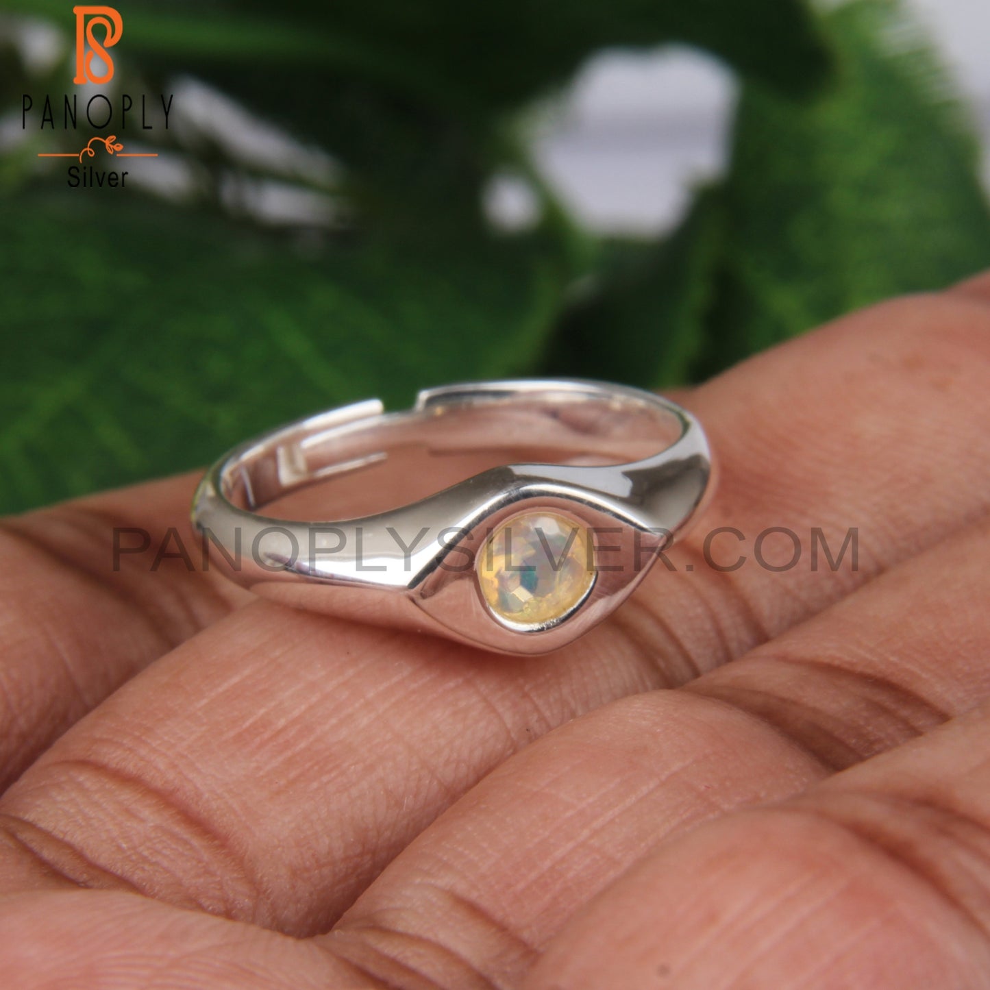 Ethiopian Opal Eye 925 Sterling Silver Wedding Ring For Her