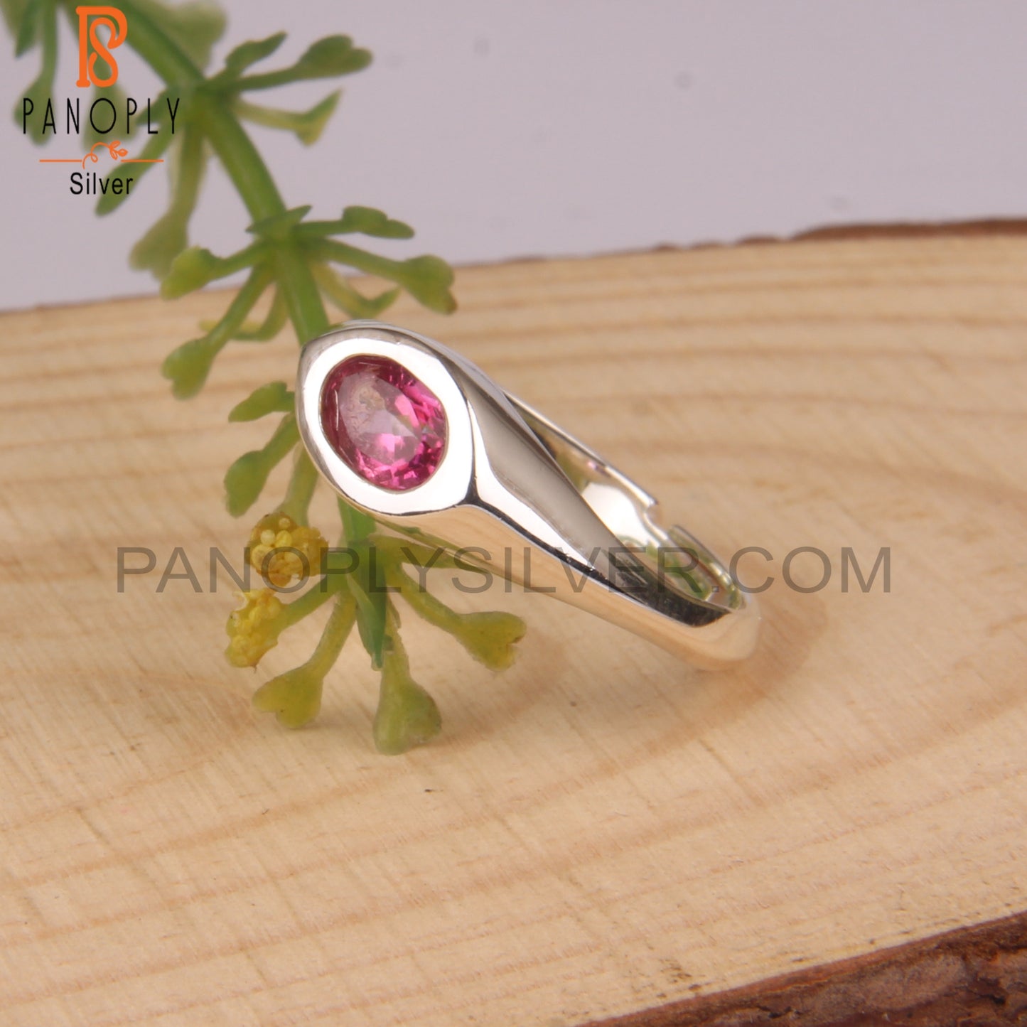 Oval Shape Pink Topaz 925 Silver Ring