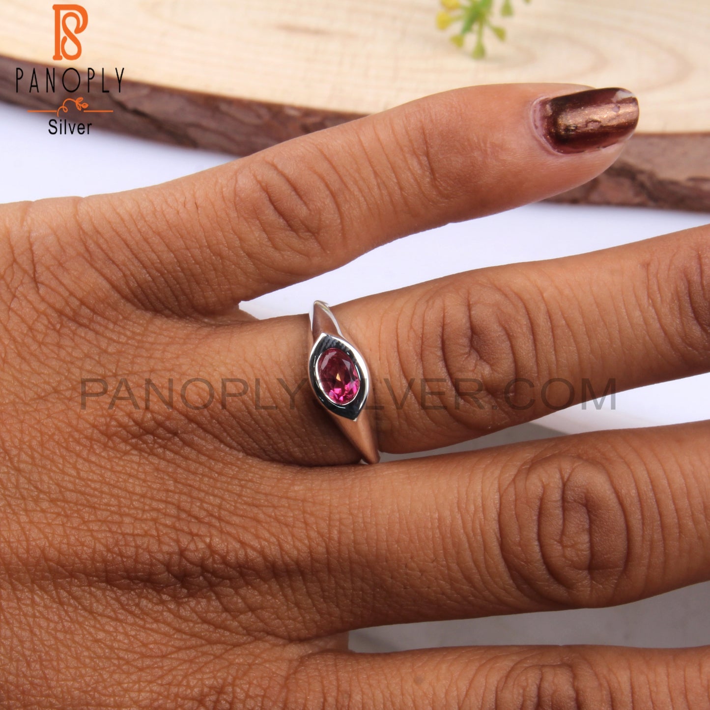 Oval Shape Pink Topaz 925 Silver Ring