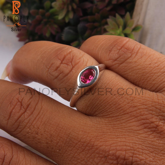 Oval Shape Pink Topaz 925 Silver Ring