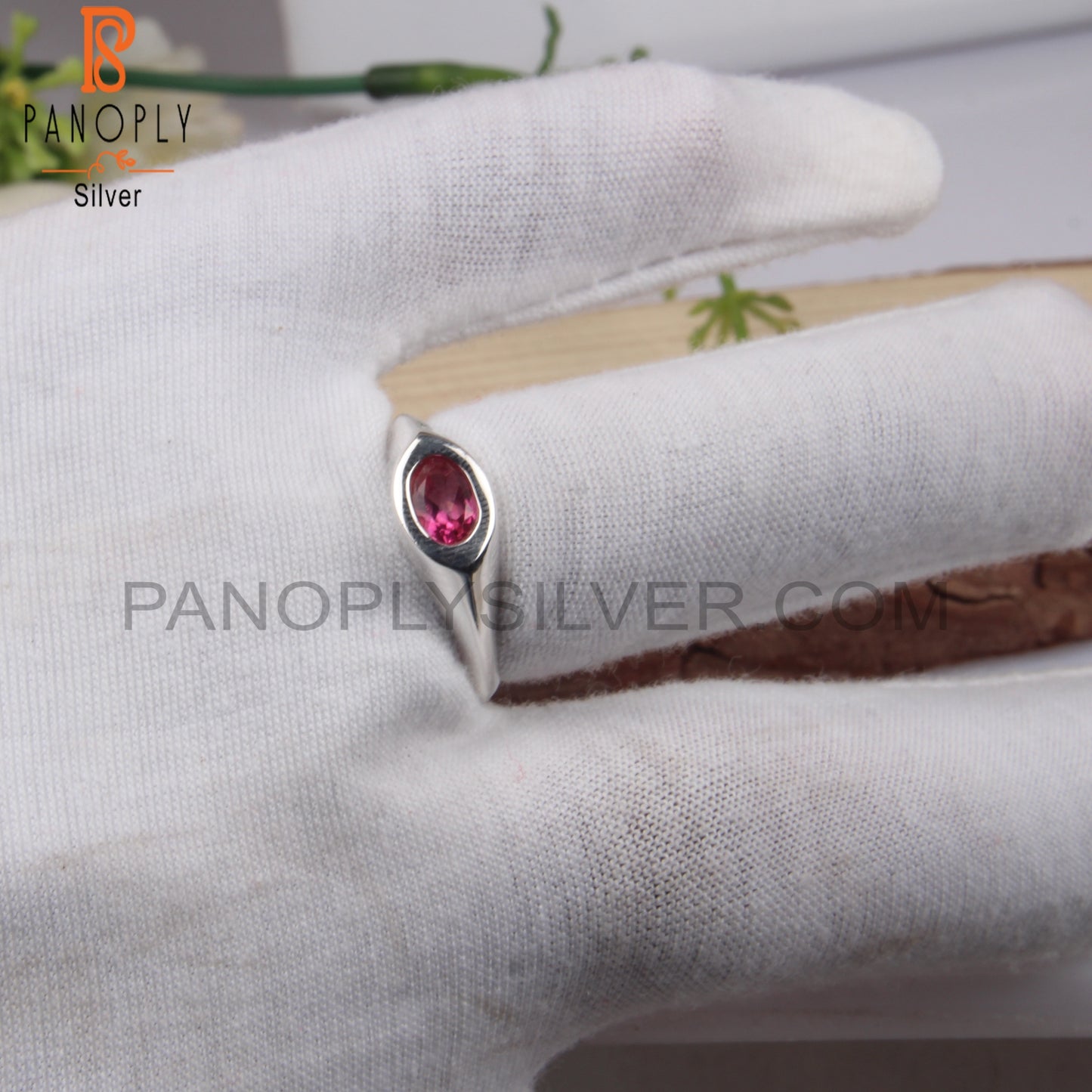 Oval Shape Pink Topaz 925 Silver Ring