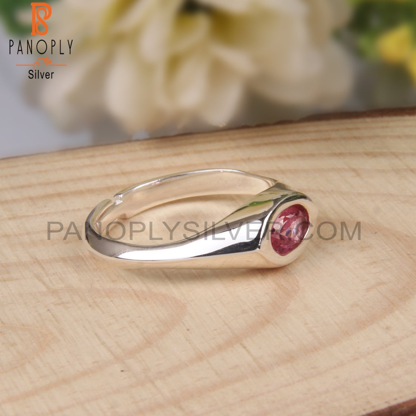 Oval Shape Pink Topaz 925 Silver Ring