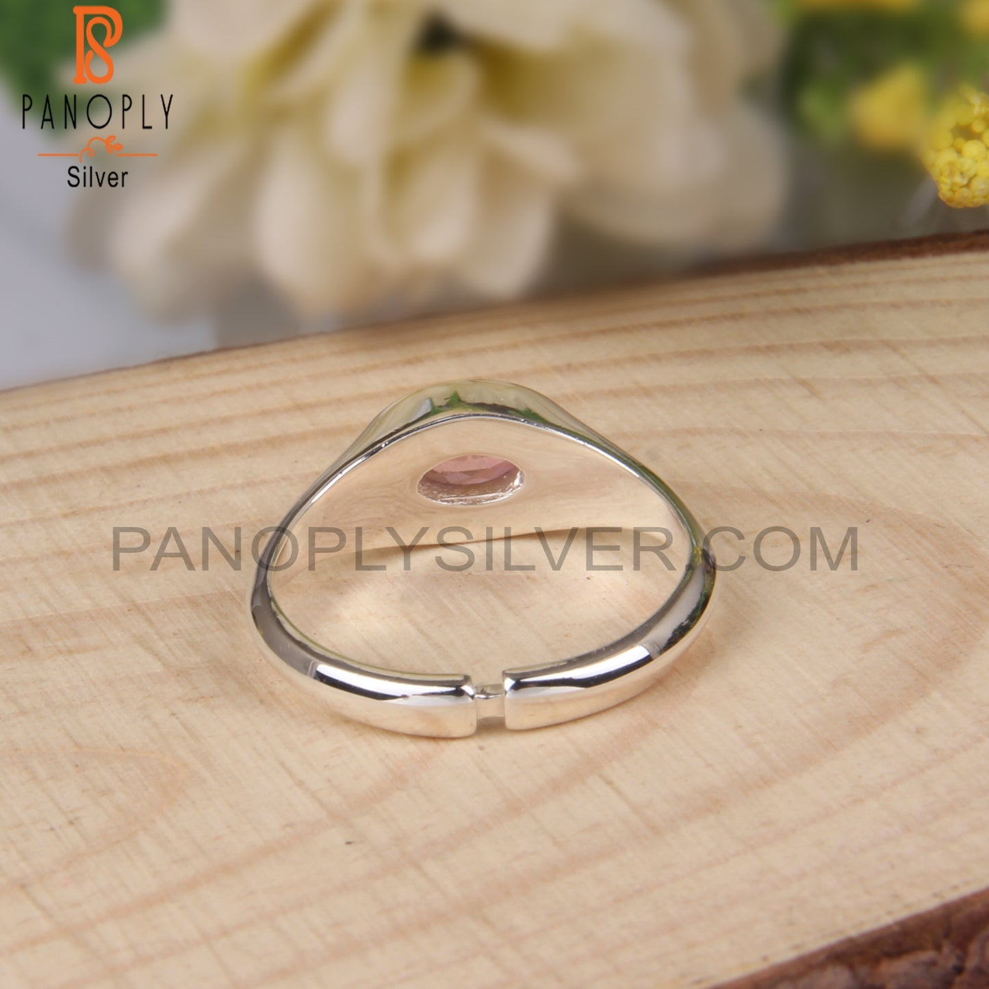 Oval Shape Pink Topaz 925 Silver Ring