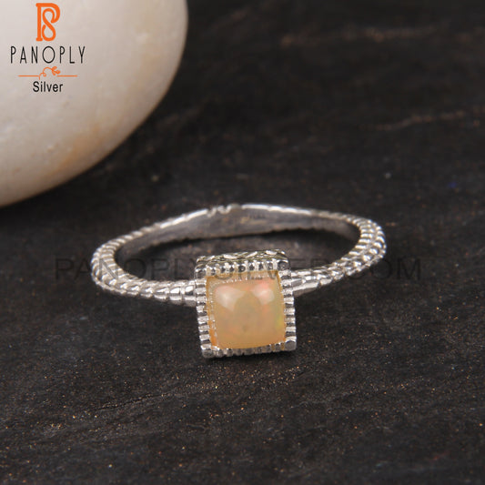 Ethipian Opal Square Shape 925 Sterling Silver Ring