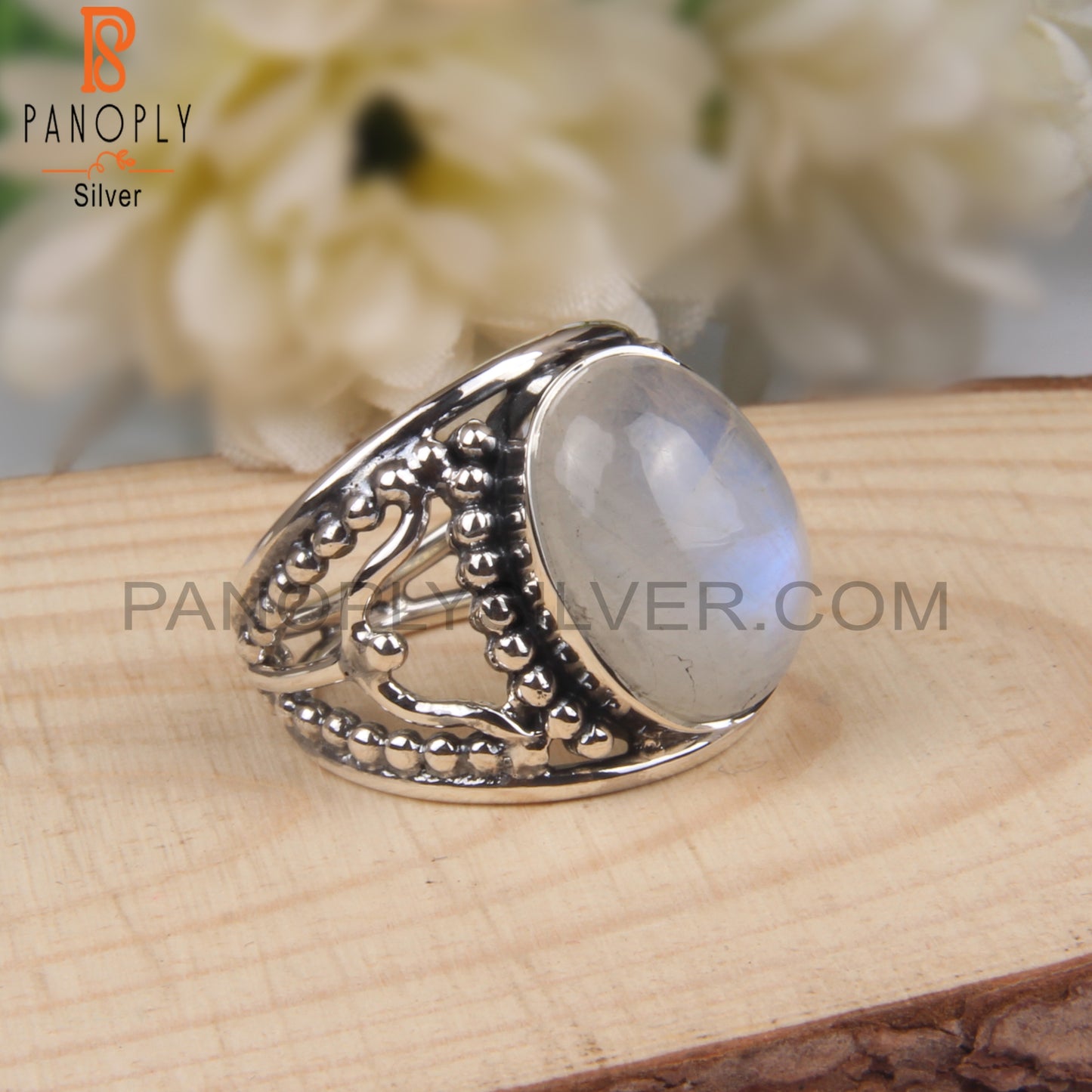 Rainbow Moonstone Oval Cut 925 Sterling Silver Ring