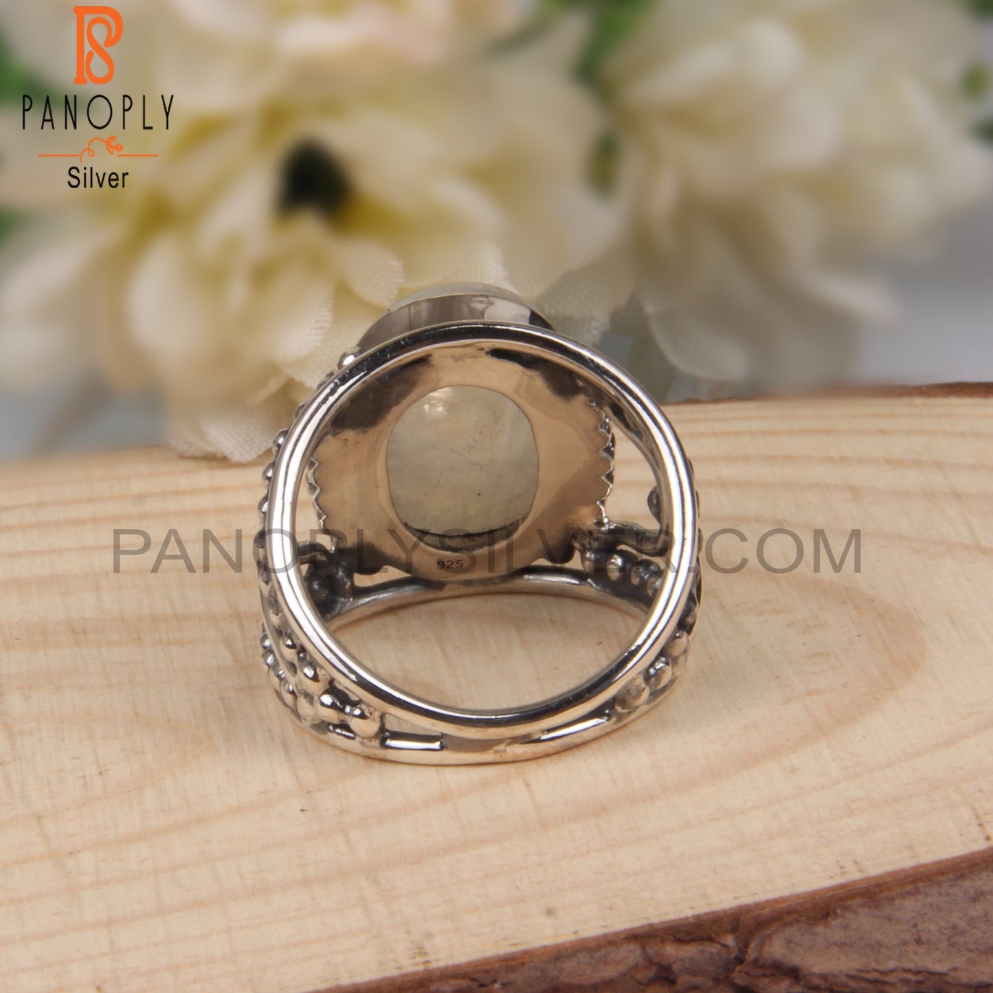 Rainbow Moonstone Oval Cut 925 Sterling Silver Ring