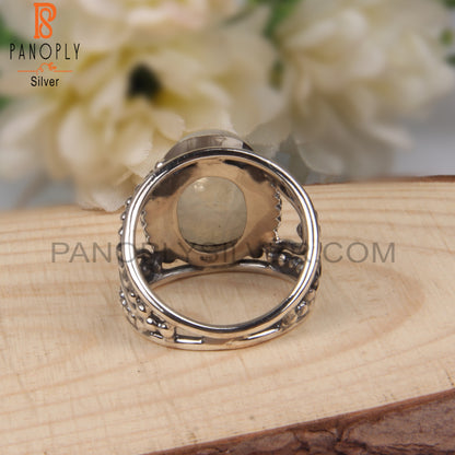Rainbow Moonstone Oval Cut 925 Sterling Silver Ring