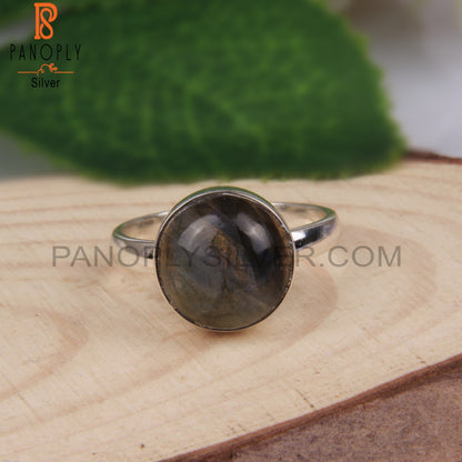 Labradorite Round 925 Sterling Silver Stackable Ring Jewelry