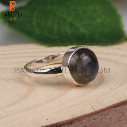 Labradorite Round 925 Sterling Silver Stackable Ring Jewelry