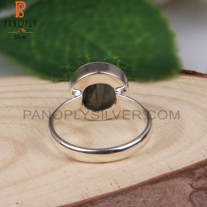 Labradorite Round 925 Sterling Silver Stackable Ring Jewelry