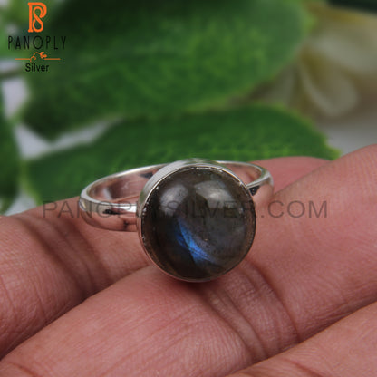 Labradorite Round 925 Sterling Silver Stackable Ring Jewelry