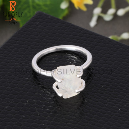 Rainbow Moonstone 925 Sterling Silver Ring