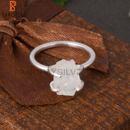 Rainbow Moonstone 925 Sterling Silver Ring