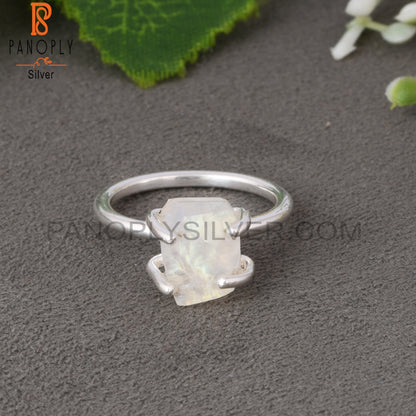 Rainbow Moonstone 925 Sterling Silver Ring