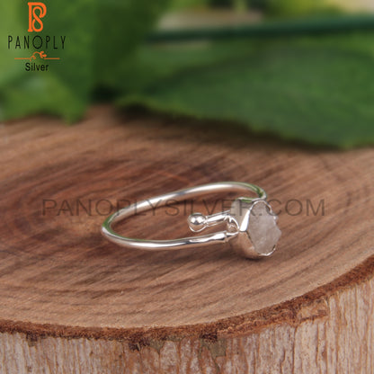 Minimalist Rough Diamond Sterling Silver 925 Open Ring