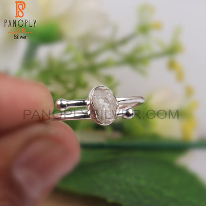 Minimalist Rough Diamond Sterling Silver 925 Open Ring