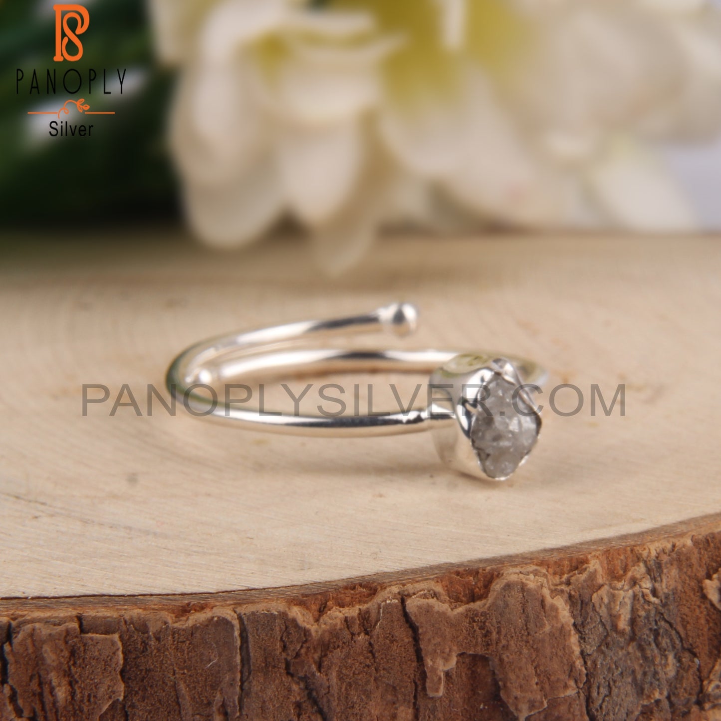 Diamond Rough 925 Sterling Silver Open Pretty Ring