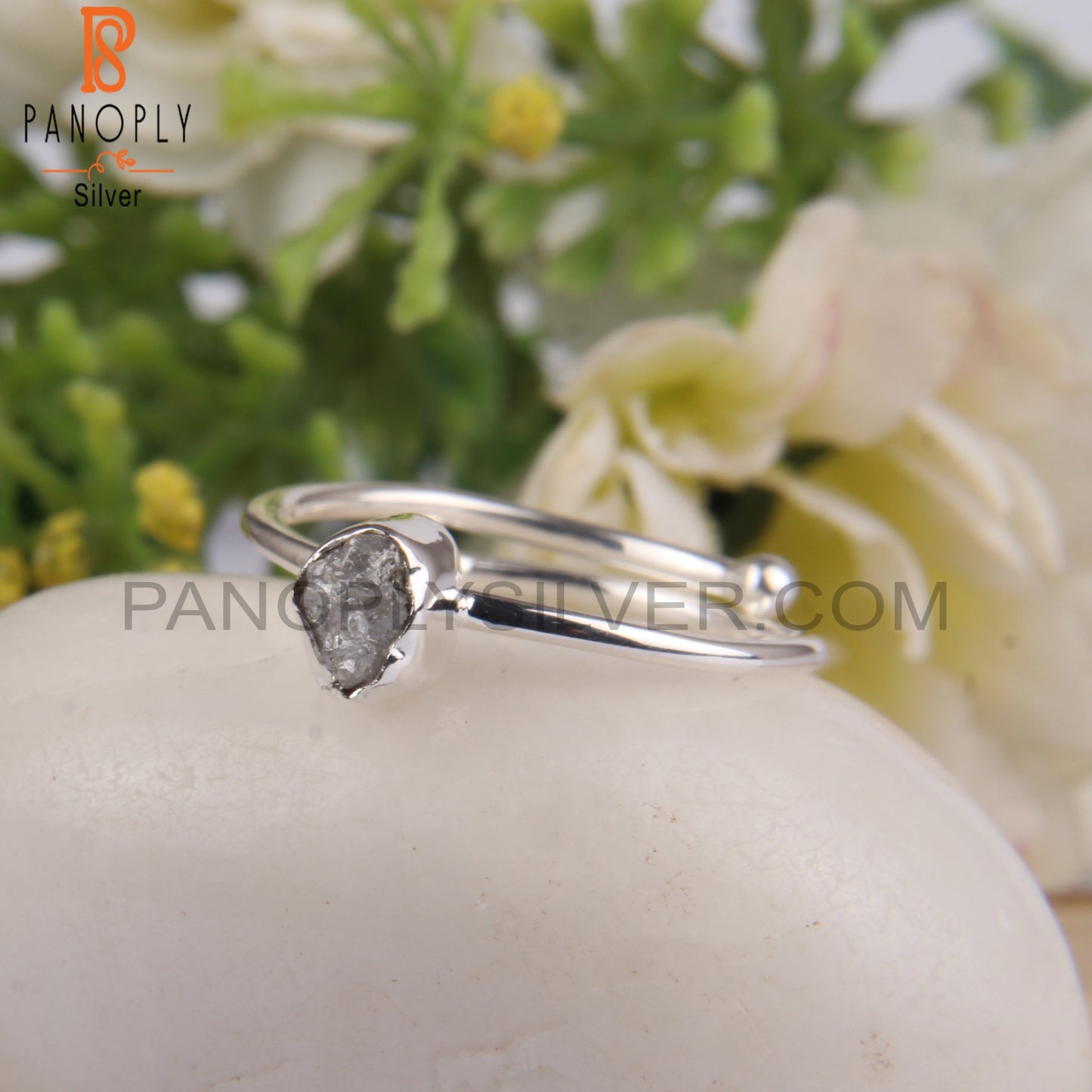 Diamond Rough 925 Sterling Silver Open Pretty Ring
