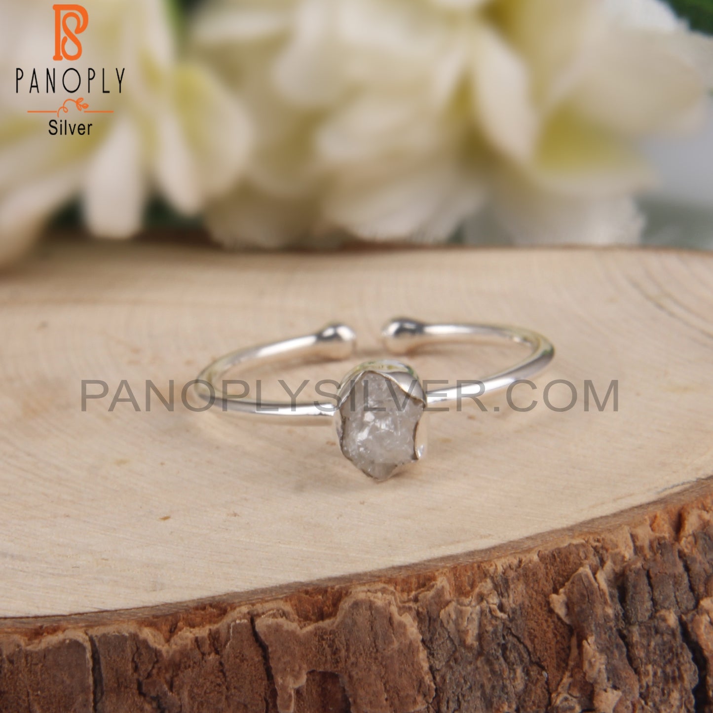 Rough Diamond 925 Sterling Silver Open Ring For Daily Wear