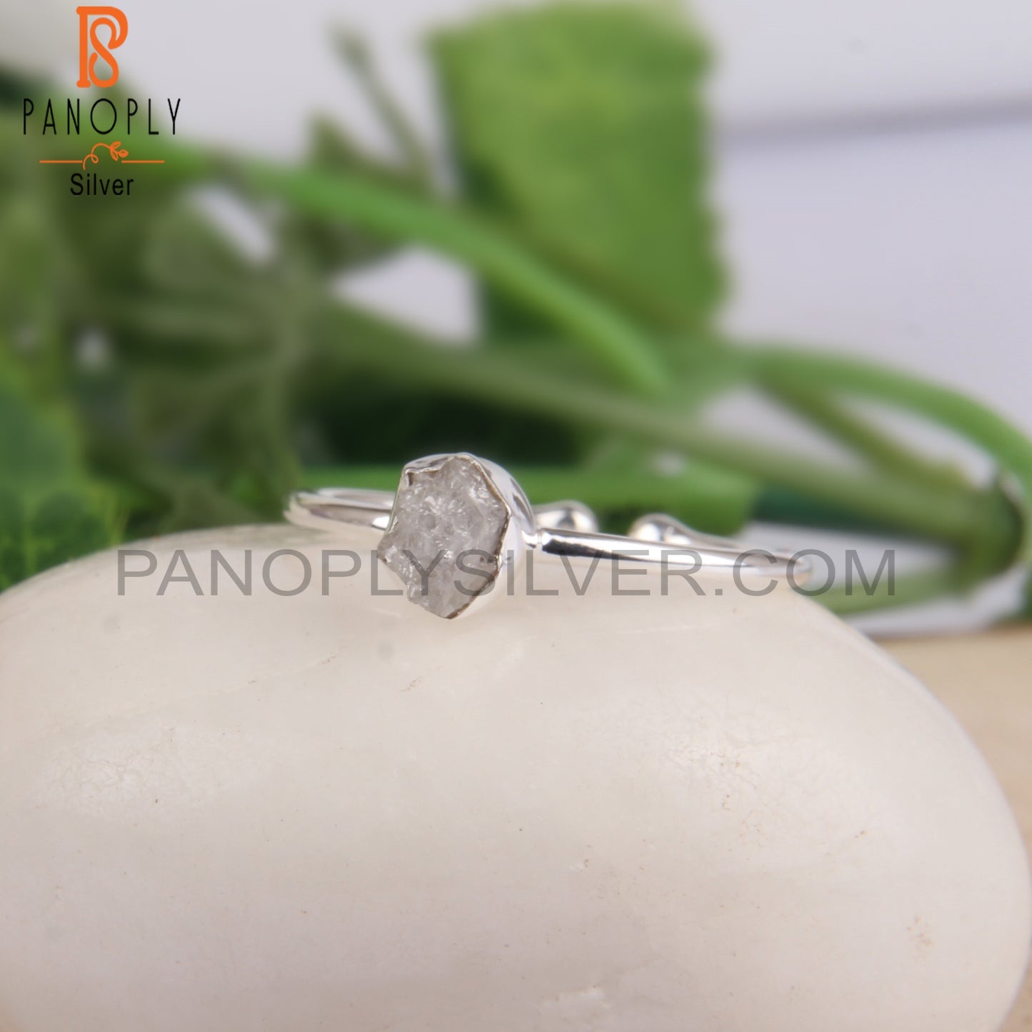 Rough Diamond 925 Sterling Silver Open Ring For Daily Wear