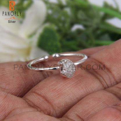 Rough Diamond 925 Sterling Silver Open Ring For Daily Wear