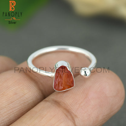 Carnelian Rough Adjustable 925 Sterling Silver Ring