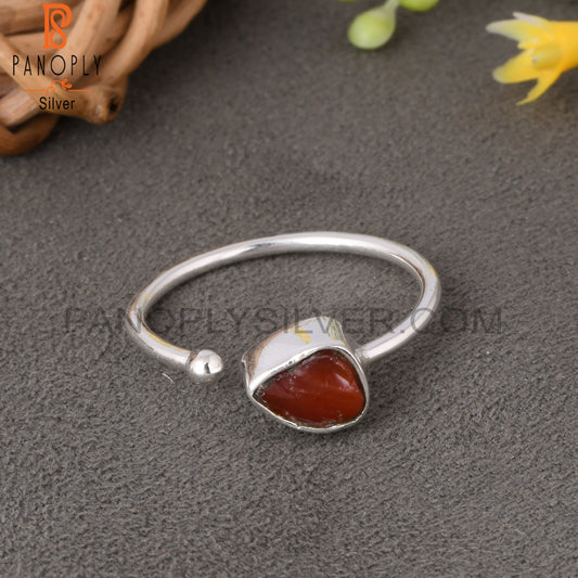 Carnelian Rough Adjustable 925 Sterling Silver Ring