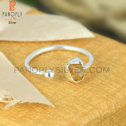 Citrine Rough 925 Sterling Silver Ring