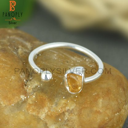 Citrine Rough 925 Sterling Silver Ring