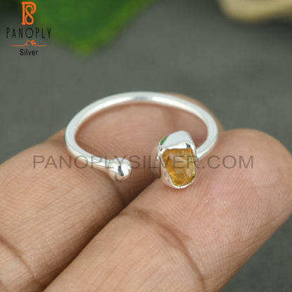 Citrine Rough 925 Sterling Silver Ring