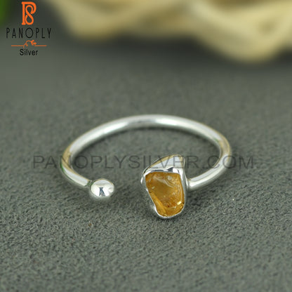 Citrine Rough 925 Sterling Silver Ring