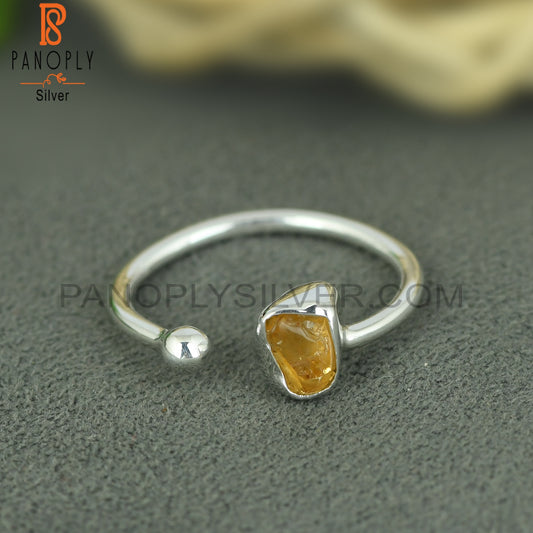 Citrine Rough 925 Sterling Silver Ring