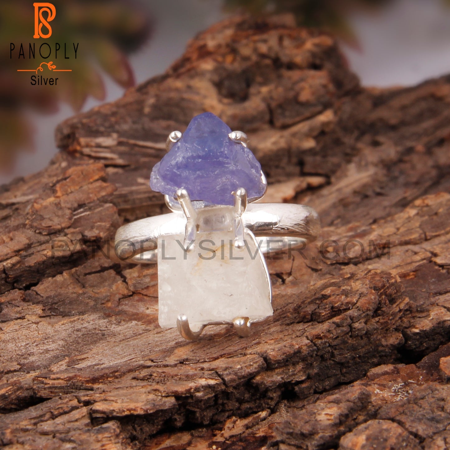Libyan Desert Glass & Tanzanite 925 Sterling Silver Ring