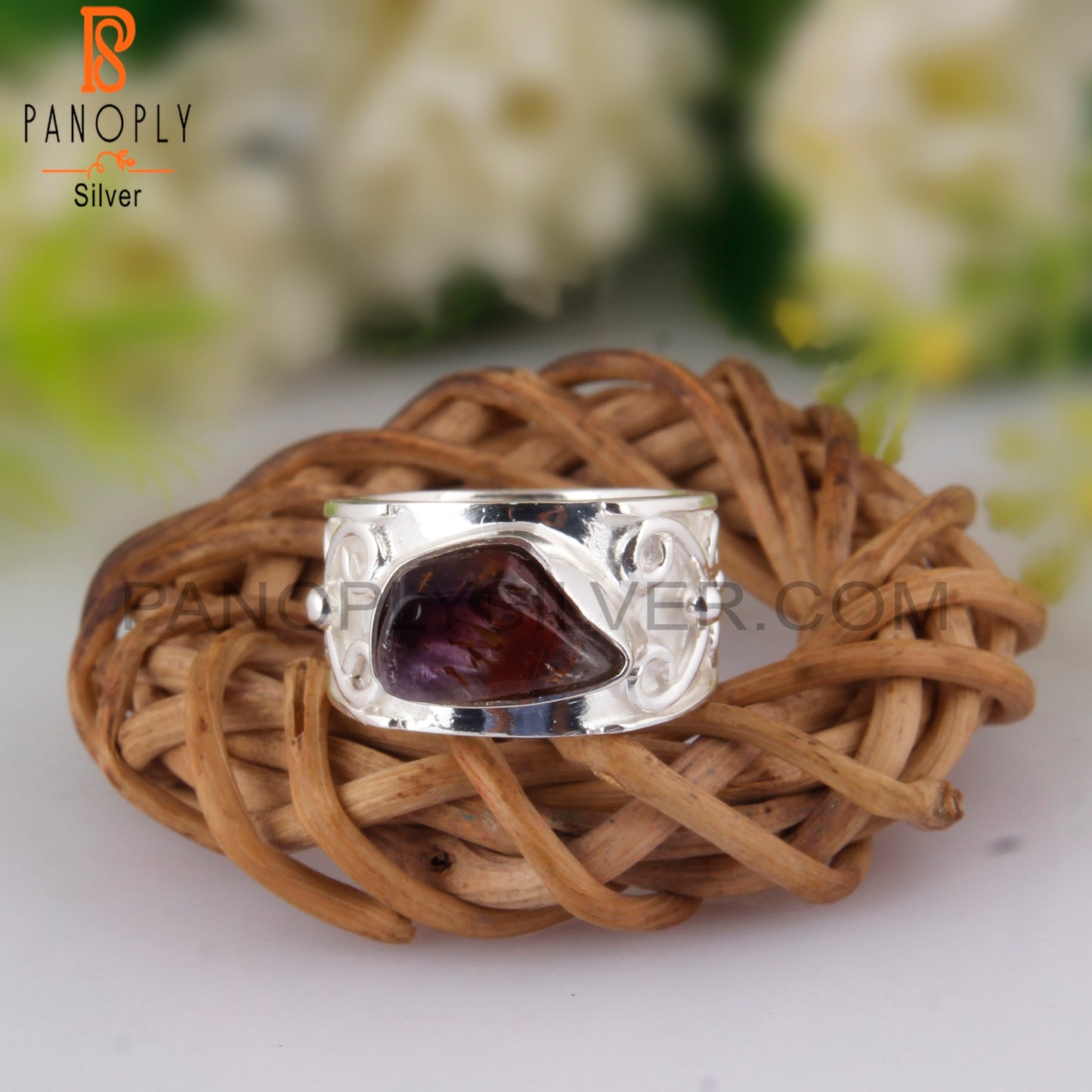 Super Seven Ginger Shape 925 Silver Hypoallergenic Ring