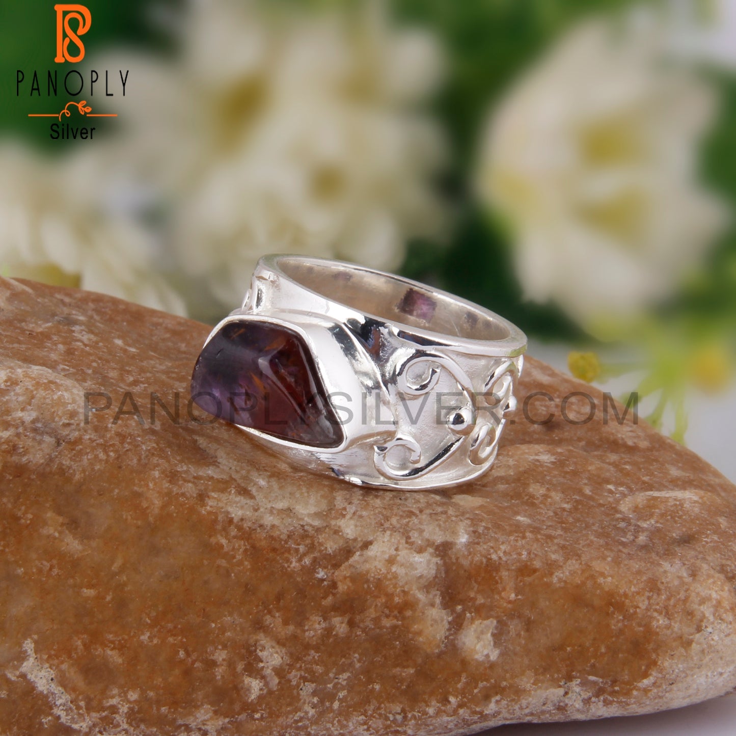 Super Seven Ginger Shape 925 Silver Hypoallergenic Ring