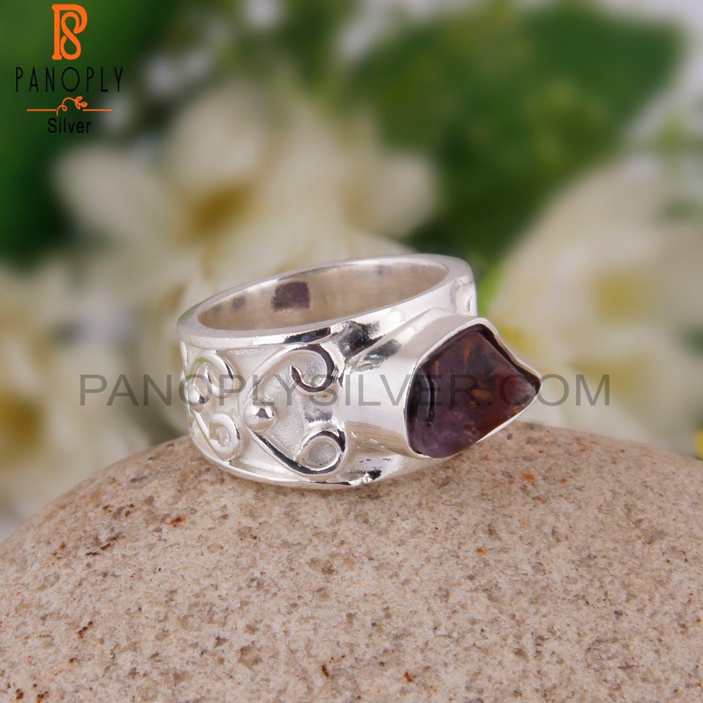 Super Seven Ginger Shape 925 Silver Hypoallergenic Ring